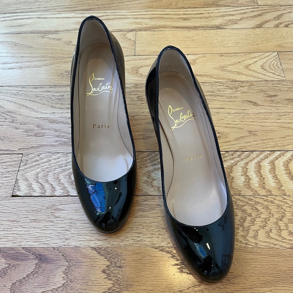 AUTHENTIC Patent Christian Louboutin Pumps with Iconic Red Bottoms (Size 5.5)